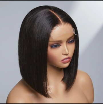 8” Straight Black Bob Wig – 5x5 Closure, 200% Density, Human Hair, Glueless