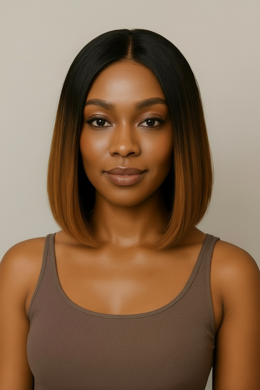 8 ”Straight 1B/30 Closure Bob Wig – 5x5 Closure, 200% Density, Human Hair